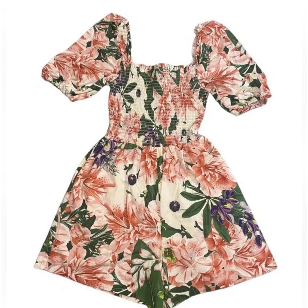 H&M floral puff sleeve romper